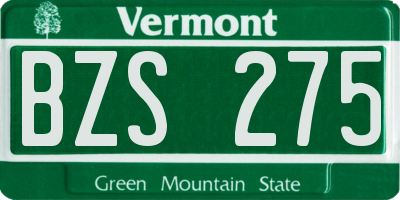 VT license plate BZS275