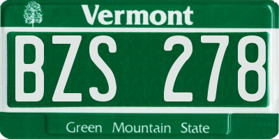 VT license plate BZS278