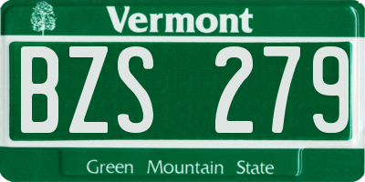 VT license plate BZS279