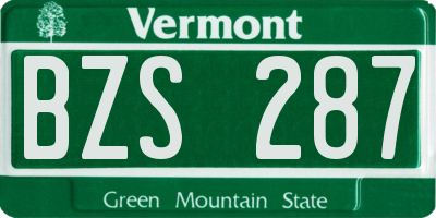 VT license plate BZS287