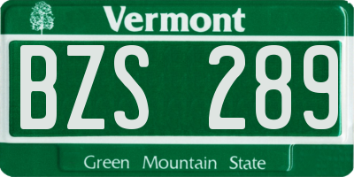 VT license plate BZS289