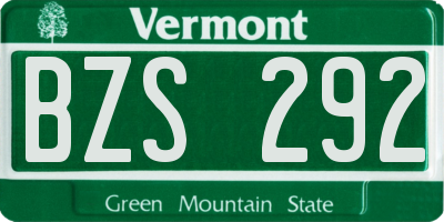 VT license plate BZS292
