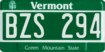 VT license plate BZS294