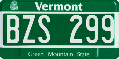 VT license plate BZS299