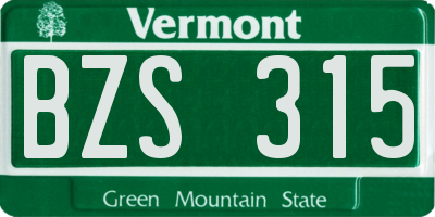 VT license plate BZS315