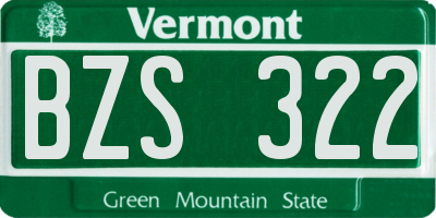 VT license plate BZS322