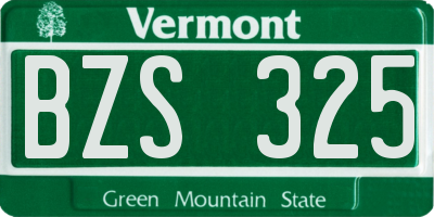 VT license plate BZS325