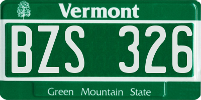 VT license plate BZS326