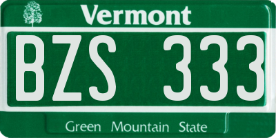 VT license plate BZS333