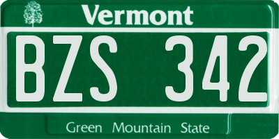 VT license plate BZS342