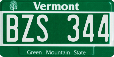 VT license plate BZS344