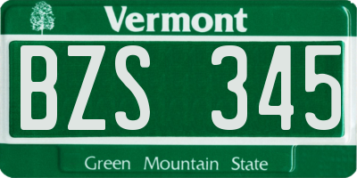 VT license plate BZS345