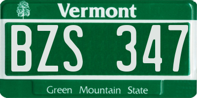 VT license plate BZS347