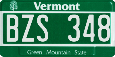 VT license plate BZS348