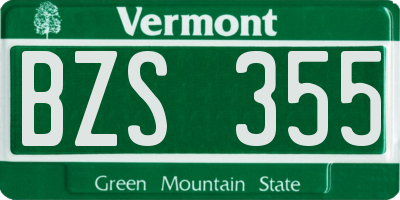 VT license plate BZS355