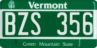 VT license plate BZS356