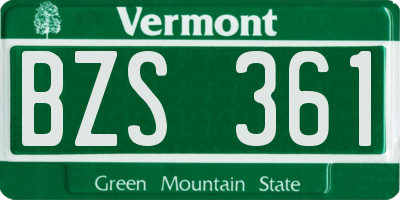 VT license plate BZS361