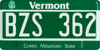 VT license plate BZS362