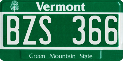 VT license plate BZS366