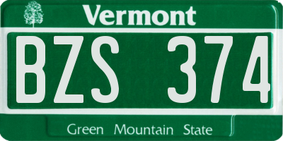 VT license plate BZS374