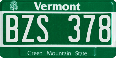 VT license plate BZS378