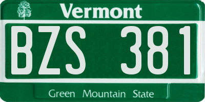 VT license plate BZS381