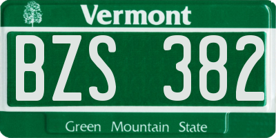 VT license plate BZS382