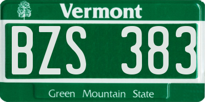 VT license plate BZS383