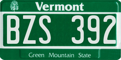 VT license plate BZS392