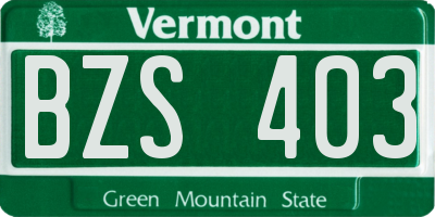 VT license plate BZS403