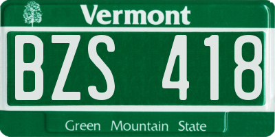 VT license plate BZS418