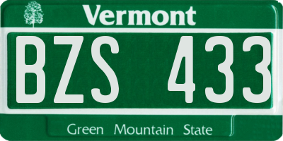 VT license plate BZS433