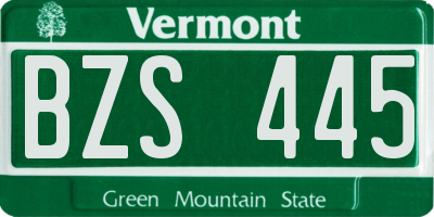 VT license plate BZS445