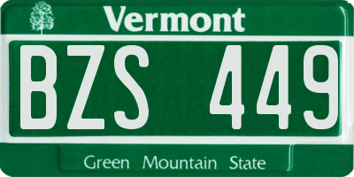 VT license plate BZS449