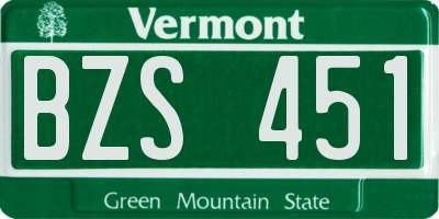 VT license plate BZS451