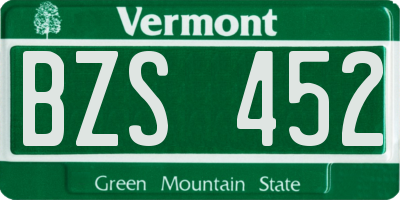 VT license plate BZS452