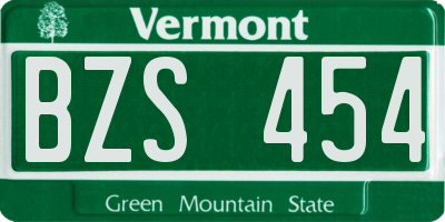 VT license plate BZS454