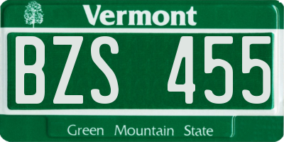 VT license plate BZS455