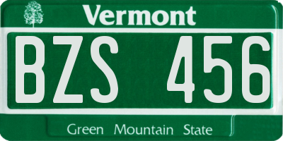 VT license plate BZS456
