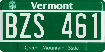 VT license plate BZS461