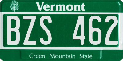 VT license plate BZS462