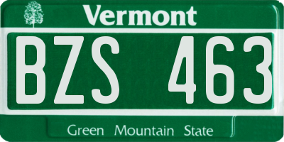 VT license plate BZS463