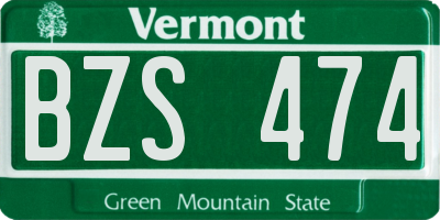 VT license plate BZS474