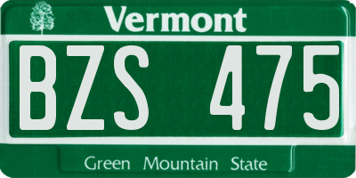 VT license plate BZS475