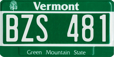 VT license plate BZS481