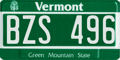 VT license plate BZS496