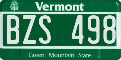 VT license plate BZS498