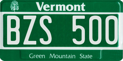 VT license plate BZS500
