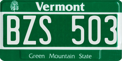 VT license plate BZS503