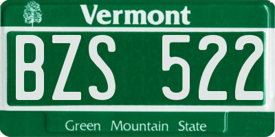 VT license plate BZS522